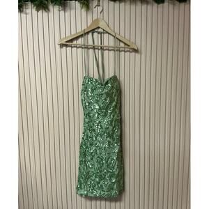 Windsor Sequined Bodycon Mini Dress Sage Green Size S